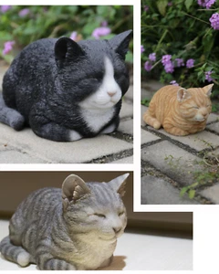 Cat Sleeping Garden Statue Garden Yard Home Decor Animal Sculpture - Picture 1 of 19