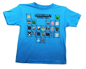 Mojang Minecrafft Periodic Table Blue Graphic T shirt boys Size Med 8 - Picture 1 of 3