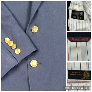 Vintage Cricketeer USA Mens Gold Buttons Blue Blazer Sport Coat Jacket 100% Wool - Picture 1 of 12