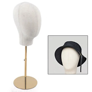 Gold Adjustable Display Stand Caps Wig Hats Holder Head Mannequin Display Stand - Picture 1 of 11