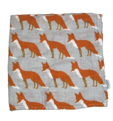 Milkbarn Orange Fox Baby Burp Cloth Blanket Muslin 21" - Image 1 of 2