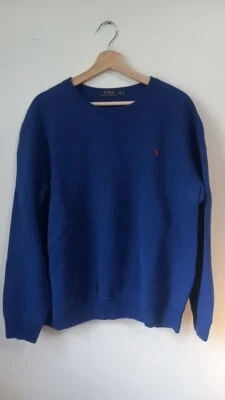 Ralph Lauren Polo Sudadera Para Hombres XL Azul Cuello Redondo Pullover Naranja Logo Foto 1 de 4