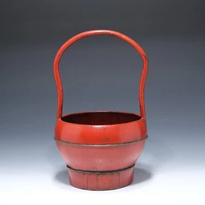 Rot lackierter Holzkorb Red Lacquer Wooden Basket - China Anfang 20. Jh. - Bild 1 von 5