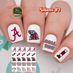Juego de 50 calcomanías de uñas de tobogán acuático de fútbol americano Alabama instrucciones y bonificación - Imagen 1 de 7