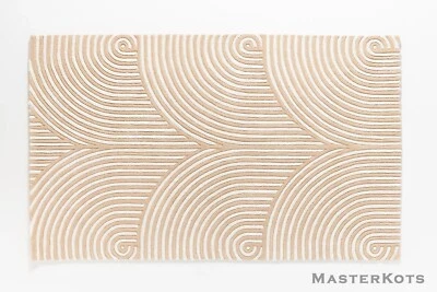 Alfombra alfombra Andee Stripes neutra moderna acolchada a mano 100 % lana Foto 1 de 4