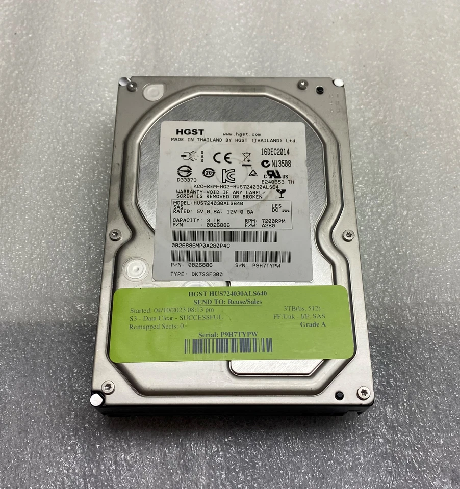 HGST HUS724030ALS640 3TB 3.5" Desktop SAS Hard Drive HDD Tested - Image 1 of 4
