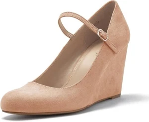 Coutgo Womens Wedge Pumps Dressy Mary Jane Shoes Comfort Wedges Closed Toe - Picture 1 of 6
