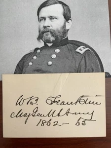 WILLIAM B. FRANKLIN SIGNED SLIP, UNION GENERAL, CIVIL WAR, ENGINEER - Picture 1 of 1