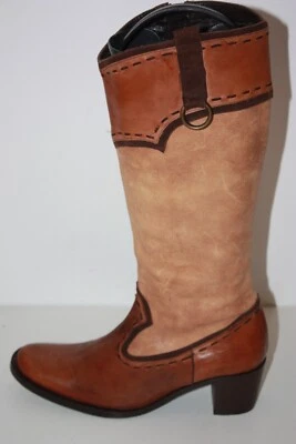 SANCHE DE LA ROSA  Bottes à Talons Cuir Bicolore T 39 TBE - Photo 1/4