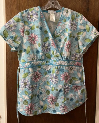 SB Scrubs Womens Small Short Sleeve Scrub Top Tie Form Fitting - Image 1 of 4