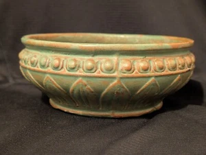 Antique Peters & Reed? Pottery Pereco Ware Green Japanese Garden Dish 6.25" Wide - Picture 1 of 7