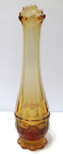 Vintage Westmoreland Glass Bud Vase Paneled Grape Golden Sunset Amber 10 7/8