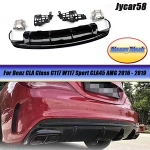 For Benz W117 CLA45 CLA250 13-19 Rear Bumper Diffuser Exhaust Tips Bracket Black - Picture 1 of 12