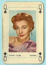 1950s Maple Leaf Dutch Film Star Playing Card - Queen of Clubs - Vivien Leigh