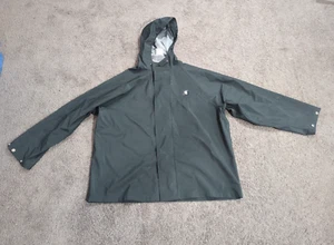 Carhartt Lightweight PVC Rain Coat Men Large L Gray Snap Slick Work Shell - Picture 1 of 6