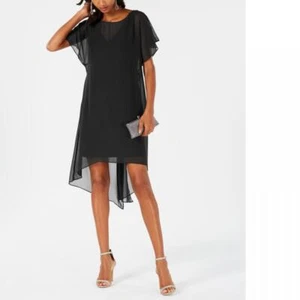 Adrianna Papell Women's Knee Length Sheath Dress Asymmetric Solid Chiffon A2336 - Picture 1 of 20