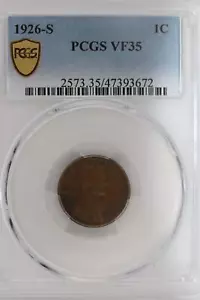 1926 S Lincoln Wheat Cent PCGS VF 35 - *DoubleJCoins* JL1100-232 - Picture 1 of 2