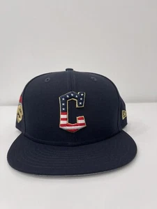 Cleveland Indians Guardians New Era USA American Flag MLB Fitted Cap Hat 7 1/2 - Picture 1 of 4