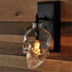 Retro Glass Skull Wall Lamps Loft Corridor LED Wall Lights Bar Club Lighting - Picture 1 of 7
