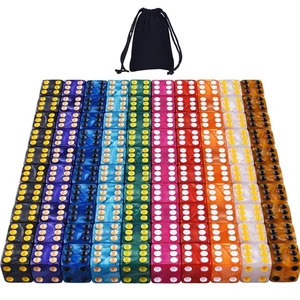 100 Stück 6-seitiges Würfel Set 10 x 10 Perlenfarben Quadrat Eckwürfel mit Samt - Bild 1 von 7