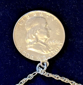 1954 Franklin half collar pendant with 24 inch sterling silver chain 24.1 gms - Picture 1 of 8