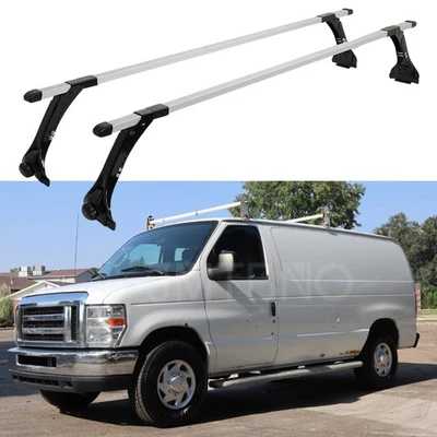 Barras transversales de techo escalera de 2 barras 63" para Ford E-150 E-250 E-350 Express Savana Foto 1 de 4