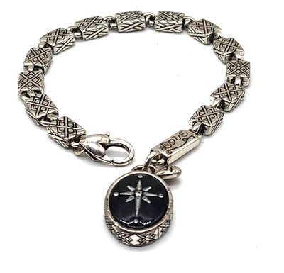 Браслет с брелоками Brighton Lucite кристалл чистое серебро винтажный 7 дюймов - Изображение 1 из 4