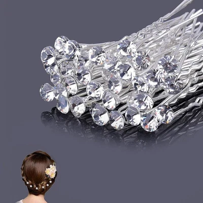 30 Pezzi Sposa Forcine Capelli Accessori,Punti Luce Di Strass per Donna, Matrimo - Immagine 1 di 4