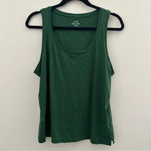 J Crew dunkelgrünes Tanktop U-Ausschnitt lockere Passform Größe Large neu ohne Etikett - Bild 1 von 4