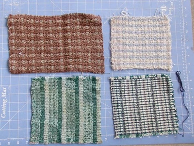 Lote de 4 muestras tejidas a mano vintage de tejido Foto 1 de 4