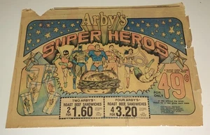 1976 Arby's Pepsi Super Heroes Drink Glasses ORIGINAL ADVERTISMENT - Picture 1 of 2