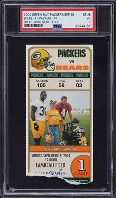 2004 Green Bay Packers vs Chicago Bears Graded Ticket Stub PSA 3 9/19/04 - Image 1 of 2