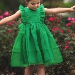 TRISH SCULLY Girls’ Emerald Green Ruffle Party Formal Designer Dress Kids Sz 8Y - Picture 1 of 7
