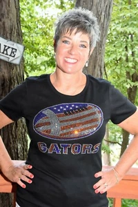 Gators football rhinestone bling shirt XS S M L XL XXL 1X 2X 3X 4X 5X - Picture 1 of 10