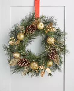 "Holiday Lane corona decorata con frutta, foglie e bacche color dorato 24" - Foto 1 di 1