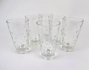 Vintage Mid Century Raised Dots Glasses Clear Tumbler Set of 6 Retro Bar 1950 - Picture 1 of 4
