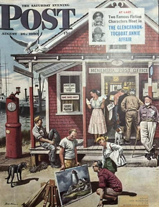 1950 Stevan Dohanos Saturday Evening Post Coastal Postal Office Magazine Cover - Picture 1 of 1