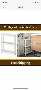 IKEA VESKEN Rollwagen schmale Passform, Küche Bad Trolly weiß 54x18x71cm - Bild 1 von 5