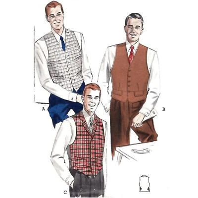 1950s Pattern, Men's Set of Waistcoats - Chest=38” (97cm) - Image 1 of 2