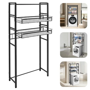 3-Tier Storage Rack Over Toilet Bathroom Laundry Washing Machine Shelf Black - Picture 1 of 19