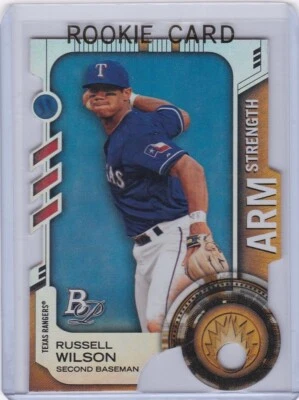 TARJETA DE NOVATO RUSSELL WILSON 2014 Bowman Platino RARA BÉISBOL RC Fútbol Ranger Foto 1 de 2