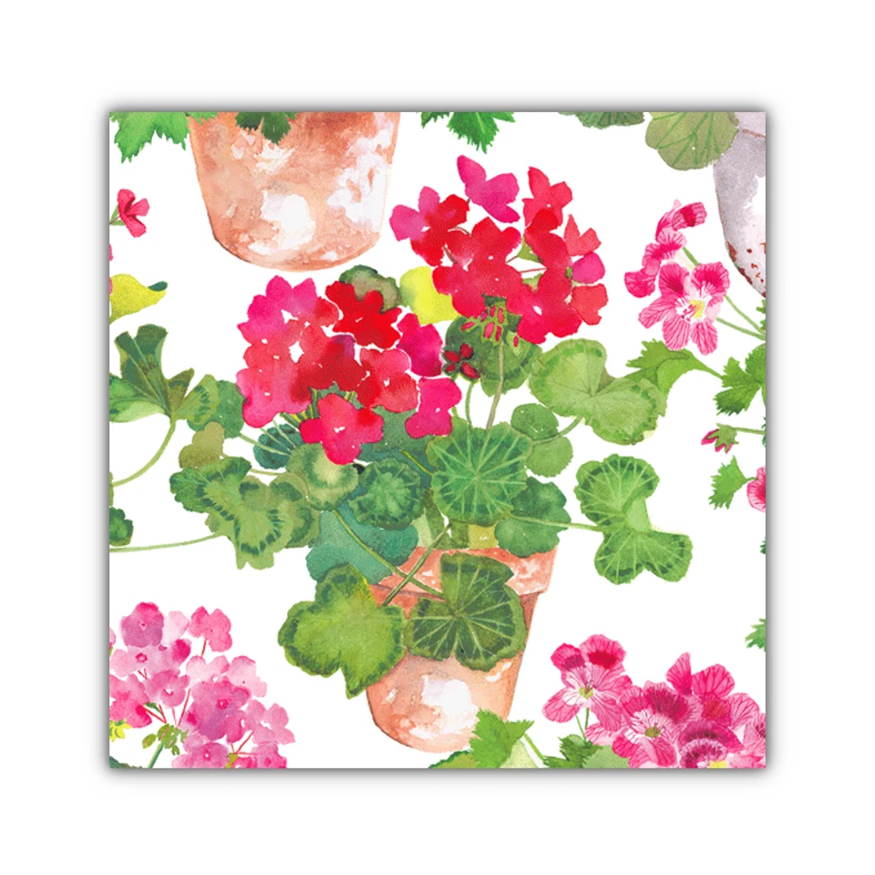 Caspari Paper Beverage Napkins, Trailing Geranium - 2 Packs (17320C) - Image 1 of 1