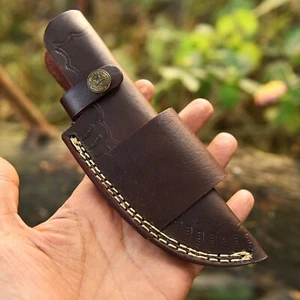 8" CUSTOM HANDMADE PURE COW LEATHER SHEATH FOR FIXED BLADE KNIFE EDC - Picture 1 of 4