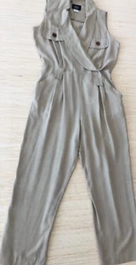 J.S.J. Jumpsuit Petites Size 13/14 Tan Khaki Beige Sleeveless FREE SHIPPING - Picture 1 of 8