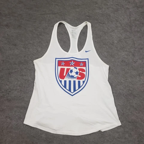 Nike Shirt Womens Large White Soccer USA Tank Top Outdoor Athletic Swoosh Ladies Cover