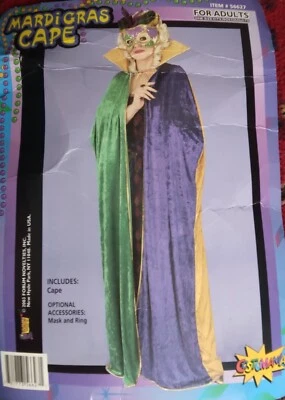 Mardigras/Holloween Cape Adult Green, Purple & Gold and ceramic mask - Image 1 of 4