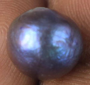 Perla grigiastra nera dei mari del sud di Tahiti 6,15 ct pietra preziosa rotonda naturale C3426 - Foto 1 di 9