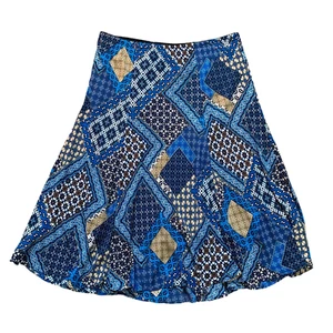 Bob Mackie Maxi Skirt Size 2X Bohemian Jersey Swing Pull On Royal Blue Patchwork - Picture 1 of 7