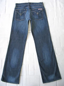Hudson Mens Bootcut Jeans Sz 31 X 33 Dark Blue Distressed w Stretch+Flap Pockets - Picture 1 of 10