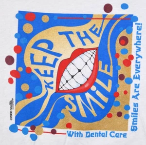 Vintage Dental Company Promo Shirt Large 44" weiß gruselige Zähne lächeln überall - Bild 1 von 17